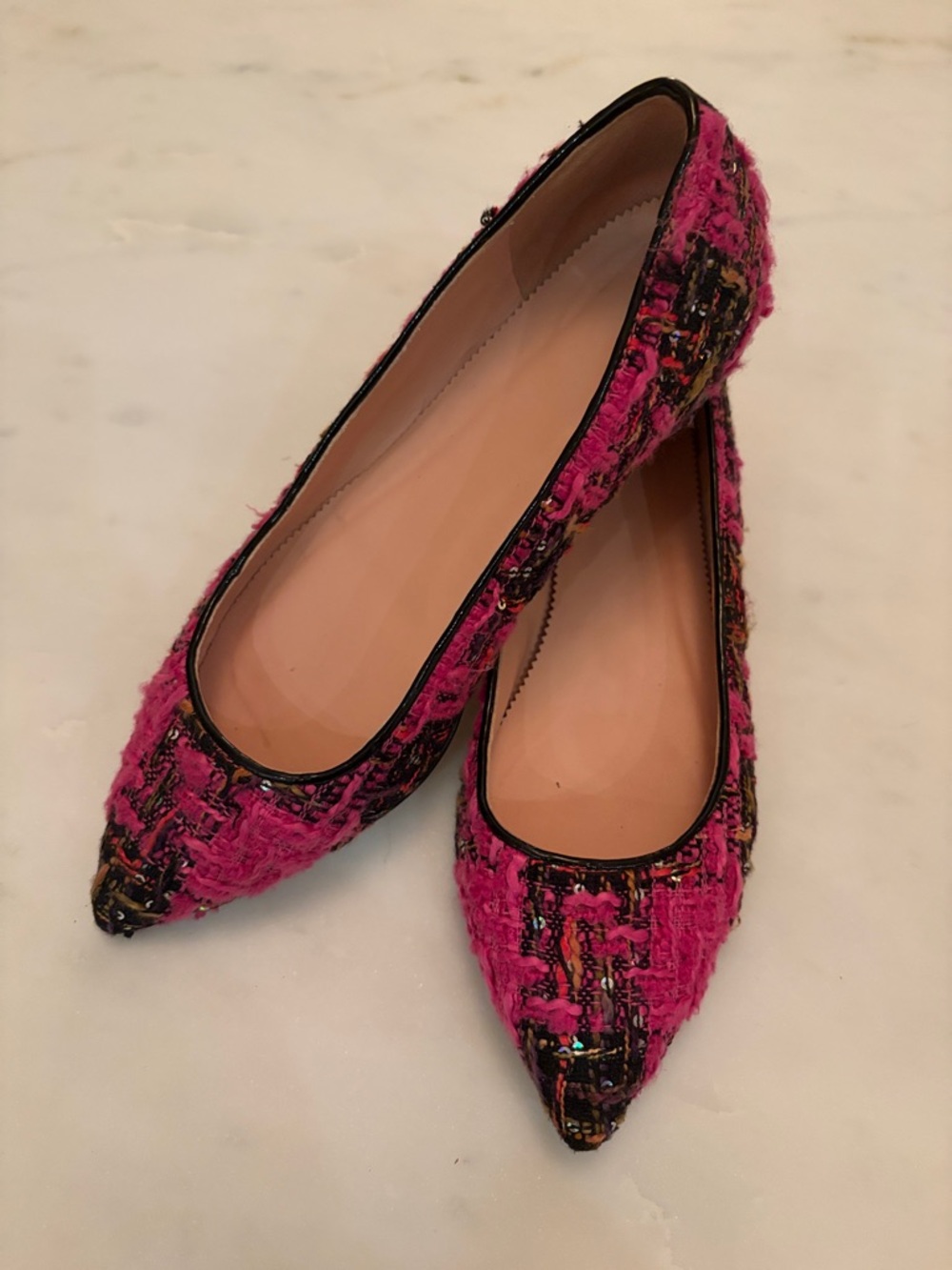 Women's Pink Tweed Pointed-Toe Flats by J.Crew